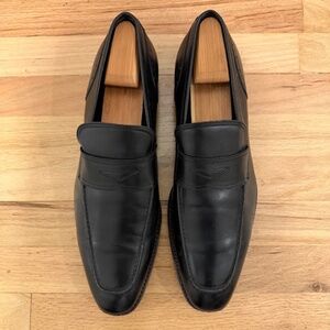 Ermenegildo Zegna Leather Loafers Moccasin Black Size 13 - Men's